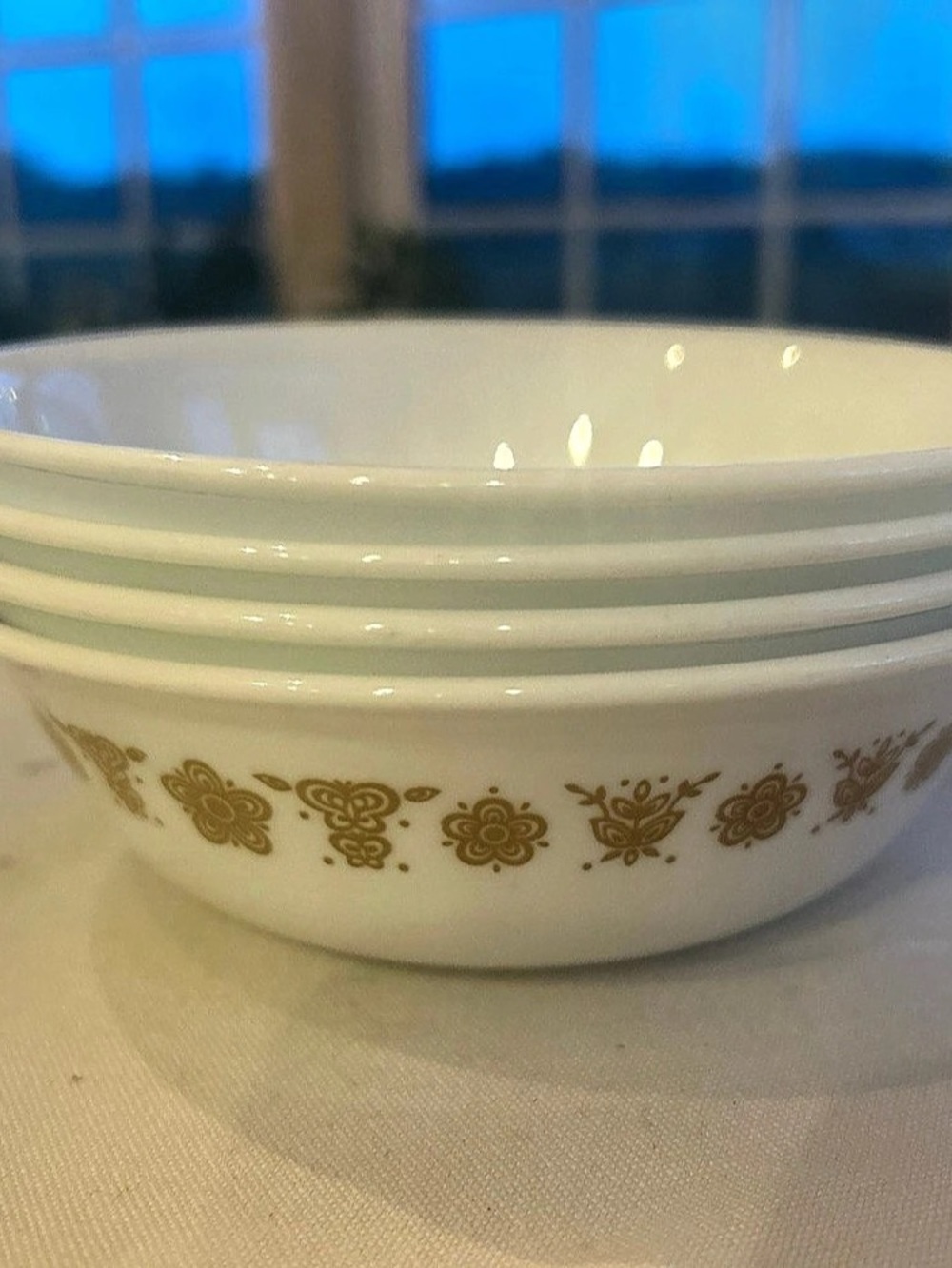 Corelle Butterfly Gold Cereal/Soup Bowl Set of 4 White & Brown